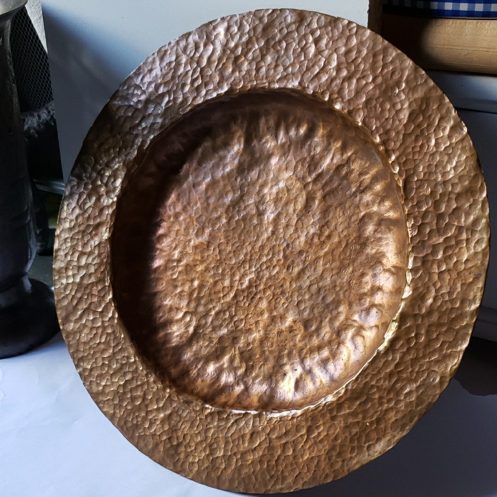 Hammered Copper 10in Rustic Decor Plate/tray
